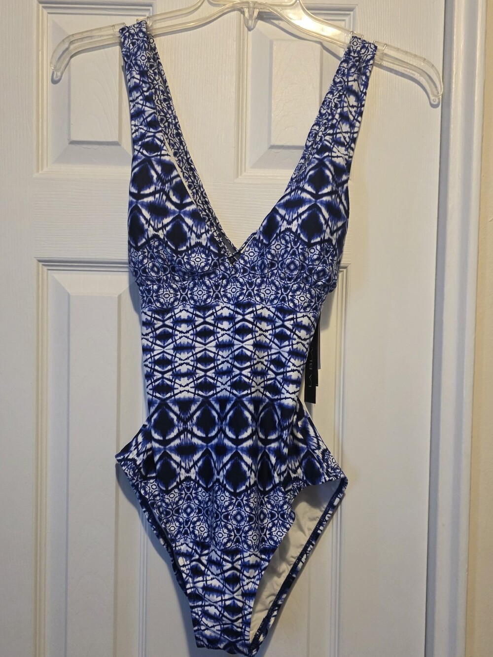 La Blanca Blue and White Patterned Kids One-Piece Swimsuit
